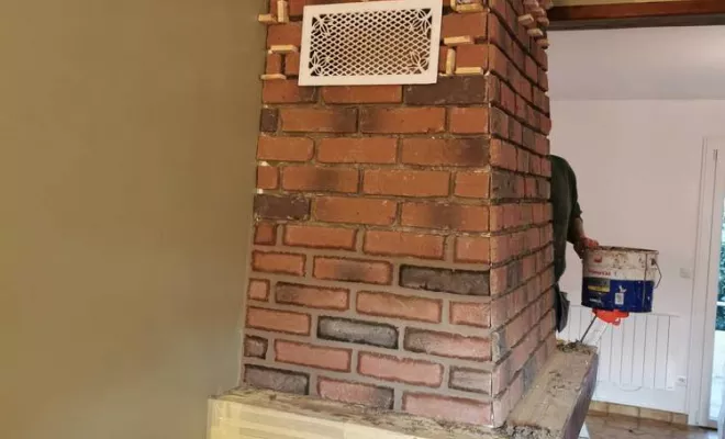 Pose de brique sur cheminée, Béthune, O’Ptits Travaux